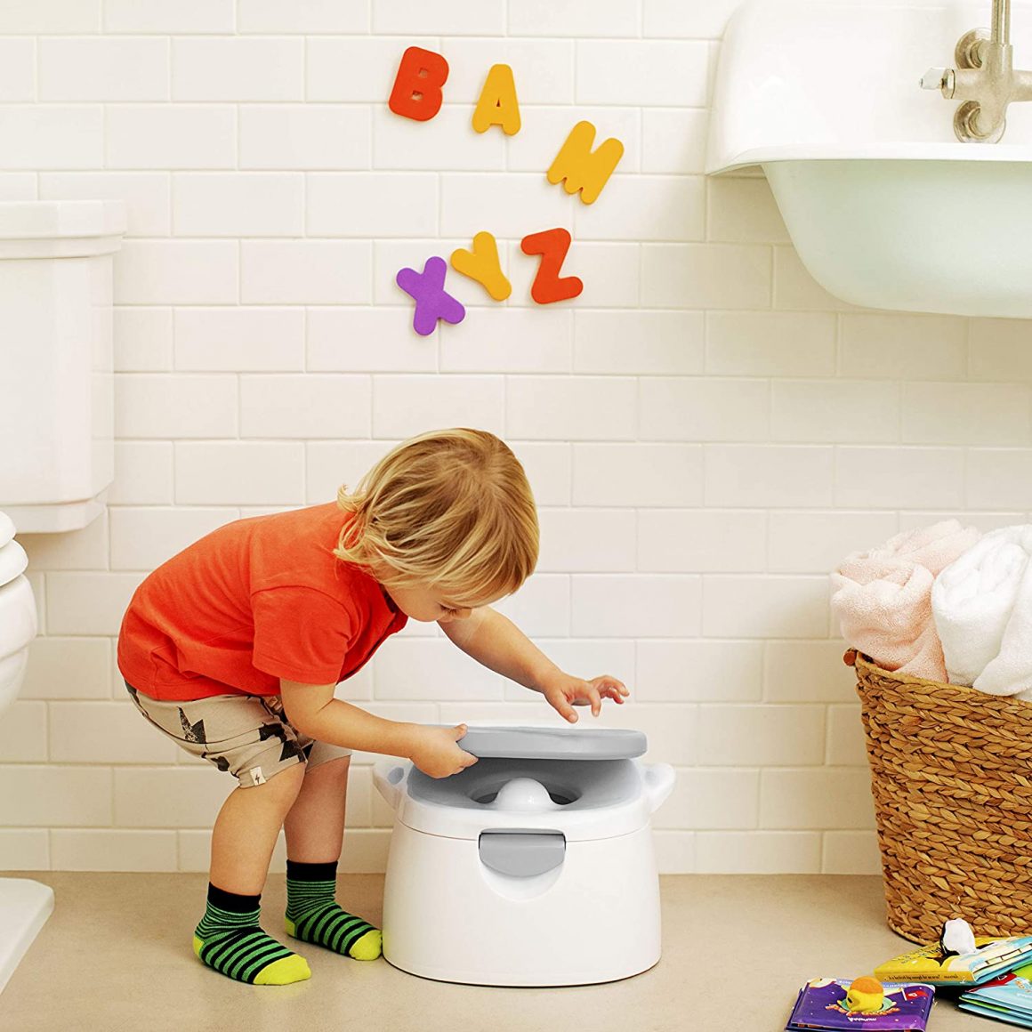 All-in-one potty chair and toilet seat option